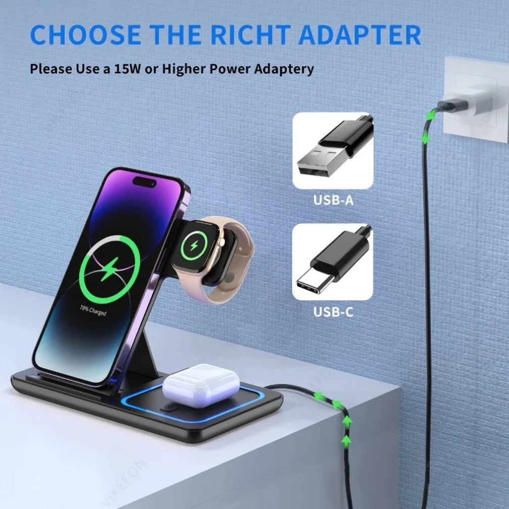 3-in-1 Foldable Wireless Charging Dock