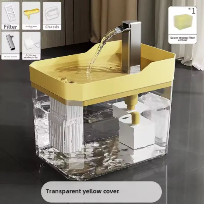 Auto-Filter Cat Water Fountain — Transparent, Anti-Dry Burning